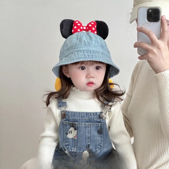 Baby Bucket Hat Spring And Autumn Cute Ear Bow Girls Sunshade Cowboy Hat Autumn And Winter Ba