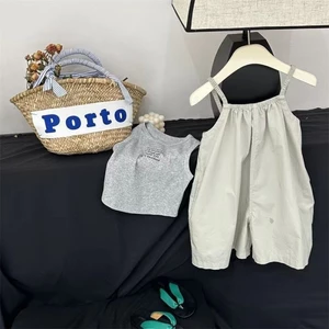 Bộ áo liền quần phong cách mùa hè cho bé gái Bộ đồ thường ngày Phong cách Hàn Quốc Bộ hai mảnh h