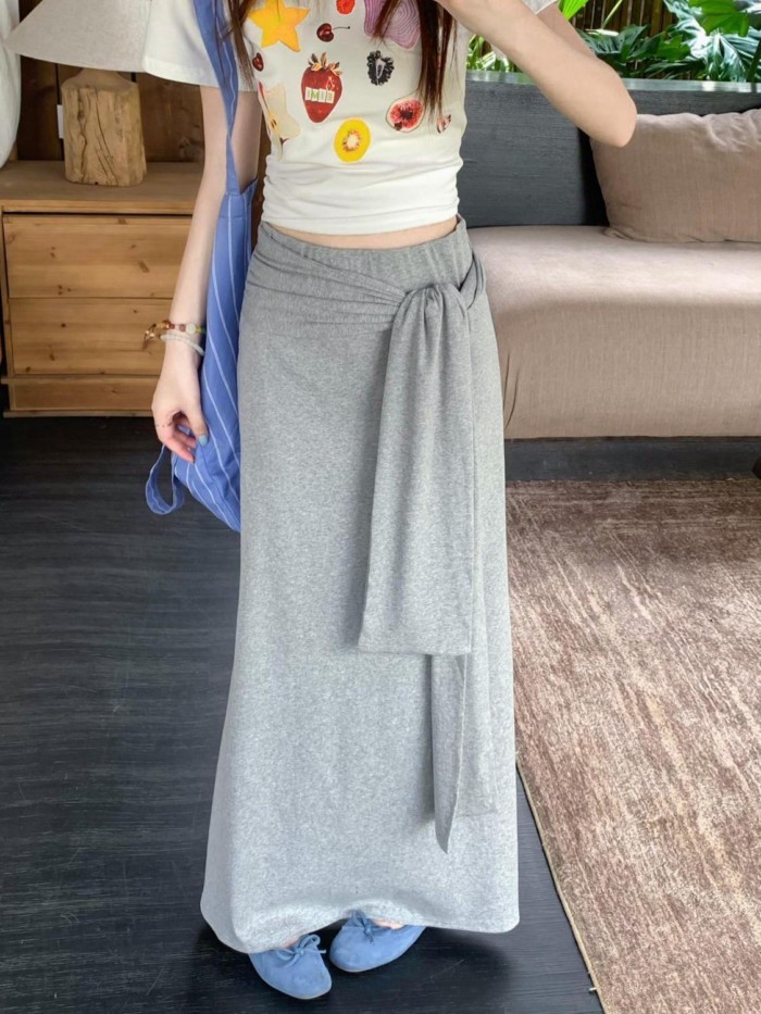 Lan ~ Mùa Hè Phong Cách Mới Ngọt Cay Drap Rend-Up Ôm Hơn Nhìn Váy Cao Cấp Hông-Wrap Chữ A Váy