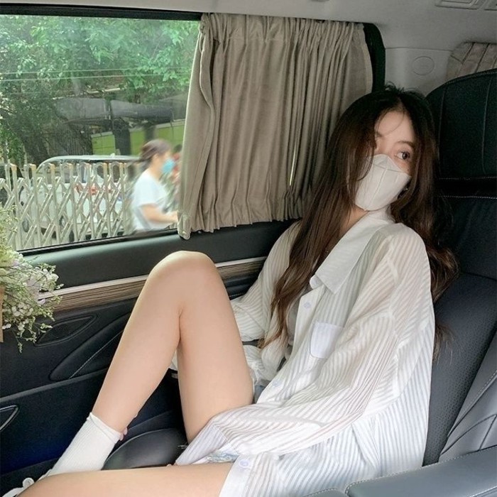 Trắng Chống Nắng Áo Sơ Mi Sọc Mùa Hè Mới Lười Áo Khoác Mỏng Dài Tay Áo Cardigan Top