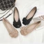 Small Fragrant Style Single Shoes For Women With Bows, Shallow Mouth Flat Shoes, Square Toe S