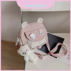 Túi đeo hình tròn hợp thời trang bằng vải mềm có trang trí động vật cho tuổi Teen mặc thường ngày