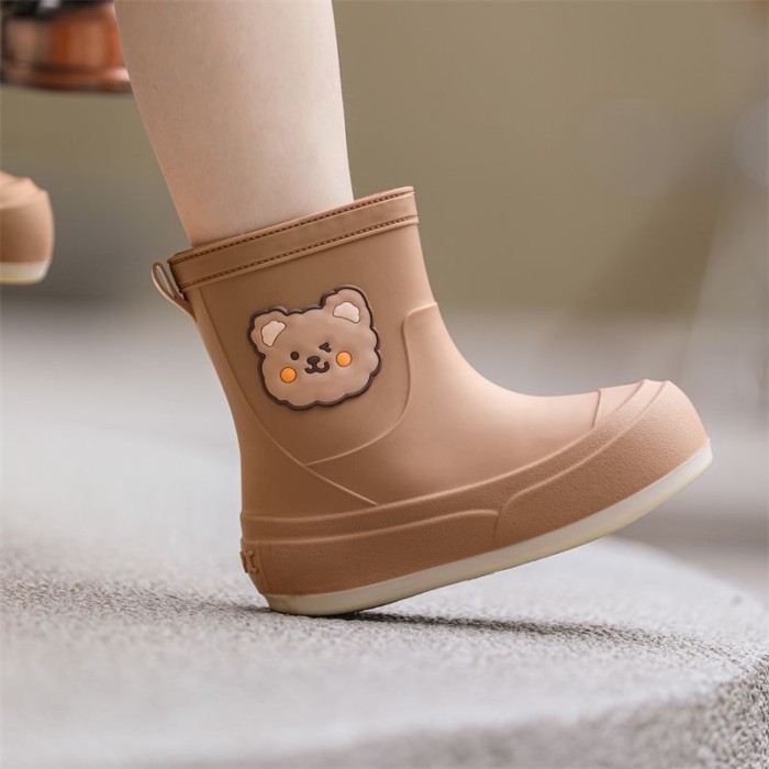 đôi bốt đi mưa trẻ em hình gấu nhỏ dễ thương, ủng đi mưa bên ngoài thời trang dành cho cha mẹ và