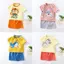 Bộ quần áo Cotton mùa hè cho bé trai tập đi có họa tiết hoạt hình và mềm mại cho thời gian chơi bằng vải