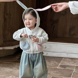 Nữ Dễ Thương Áo Thu Đông Phong Cách Mới Trẻ Em Phong Cách Hàn Quốc Cổ Tim Bé Gái Xuân Thu Rời Áo