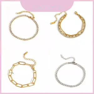 Vòng tay thép pha lê Cz Zircon có thể điều chỉnh thời trang dành cho nữ để mặc công sở thanh lịch
