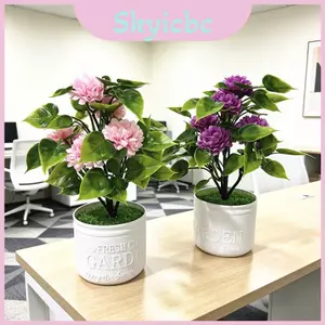 Hoa cúc trong chậu trang trí bằng nhựa giả và lụa để chụp ảnh đám cưới Sân vườn và trang trí