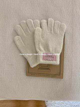 Găng tay crochет knit màu trơn ngắn dành cho học sinh, phù hợp màn hình cảm ứng, thu đông
