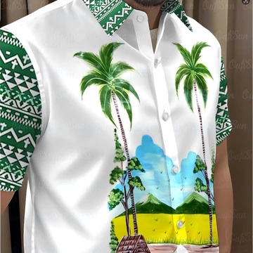 Nam Barong Áo Sơ Mi Nam Quần Áo Áo Vintage Áo Phong Cách Dân Tộc ASEAN Quần Áo Áo Áo Sơ Mi Dân Tộc Oversize Họa Tiết Retro Ngoài Trời Dạo Phố 06a