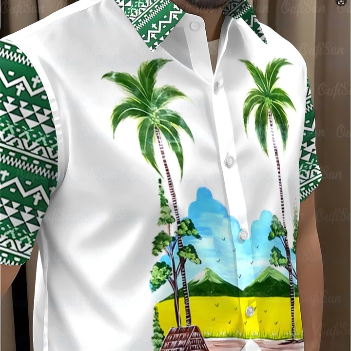 Nam Barong Áo Sơ Mi Nam Quần Áo Áo Vintage Áo Phong Cách Dân Tộc ASEAN Quần Áo Áo Áo Sơ Mi Dân Tộc Oversize Họa Tiết Retro Ngoài Trời Dạo Phố 06a