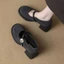 Popular Plush Gray Mary Jane Shoes For Women, Gentle Wind Evening Evening Thick Heel High Heel W