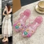 Internet Celebrity Womens Crystal Sandals With Toe Caps, Fashionable Summer New Jelly Shoes With