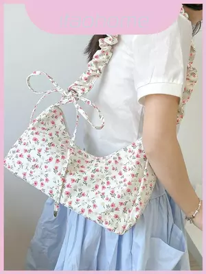 Túi xách dễ thương Canvas dành cho nữ có dây rút và in hoa để đi lại hàng ngày