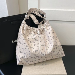 Floral Tote Canvas Bag Female Student Niche Design Textured Crossbody Shoulder Large Capacity Sh