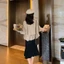 Bộ đồ cổ áo khoác nữ dáng rộng mùa xuân thu phong cách Hàn Quốc áo khoác khí chất eo ngắn áo gió