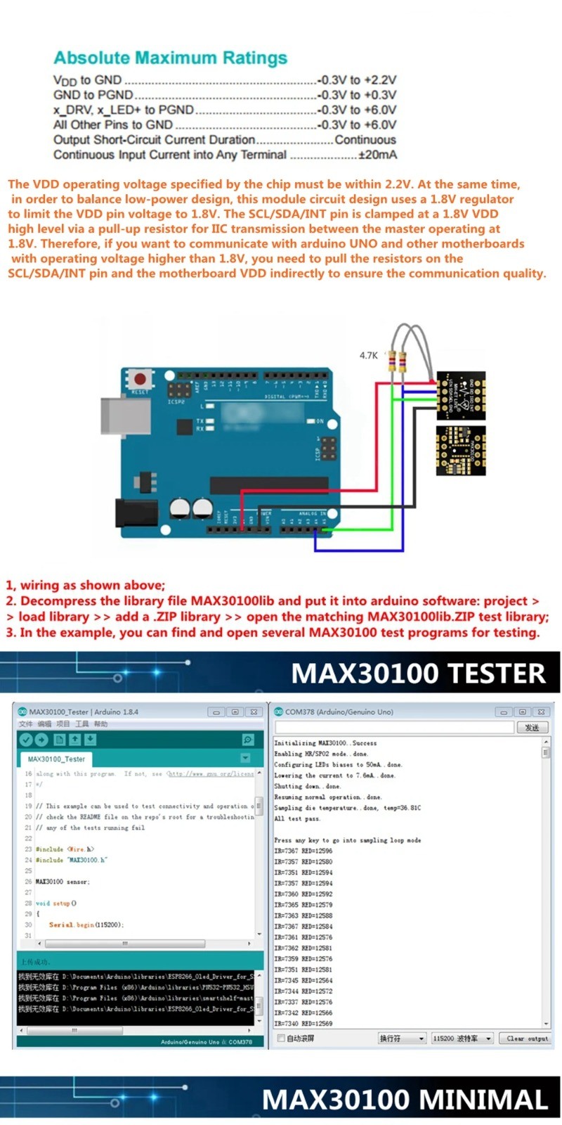 MAX30102 MAX30100 Mô-đun cảm biến nhịp tim Phát hiện xung Thử nghiệm ...