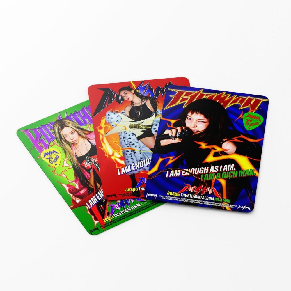 LINXX 55 Chiếc Aespa Karina Lomo Thẻ Người Giàu Album K-Pop Cô Gái Nhóm Thành Viên Bộ Sưu Tập Ba Chiều Thẻ Hàng Hóa Quạt Quà Tặng