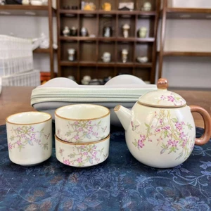 A049 Hedge Home Travel Tea Set Yiyantang Wisteria Flower Dragon Egg Pot One Pot 3 cốc có túi [Bồi thường gói bị hỏng]