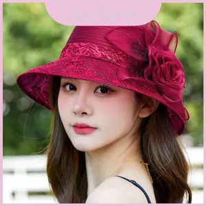 Mũ chống nắng họa tiết hoa thực vật thời trang với vải thoáng khí cho các bữa tiệc trong vườn