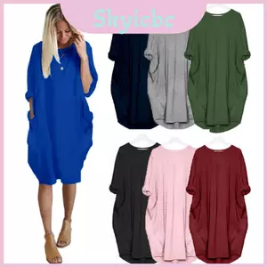 Ấm cúng Mềm Mại Và Nữ Co Giãn Rời Baggy Áo Nhảy Có Túi Và Đầm Phong Cách Mini