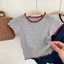 Bộ Quần Áo Mùa Hè Phong Cách Hàn Quốc Cho Bé Gái Tay Ngắn Tương Phản Màu Trơn Mới Phong Cách Mùa