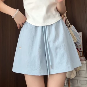 chiếc quần short ngắn màu hồng nhanh khô dành cho nữ mùa hè mỏng lưng cao kiểu mới quần ống rộng