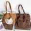 Apple Bunch Fleece Shoulder Tote Bag Cute Plush Shoulder Embroidery Large Capacity Retro Suede C