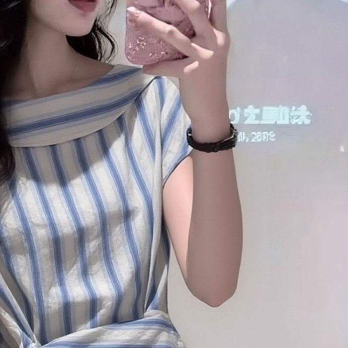 Beautiful Light Luxury Short-sleeved Shirt, Irregular Women's Summer New Style, Super Good-lo