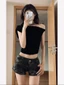 Đường phố mùa hè ngụy trang retro quần short denim mùa hè mới hot girl eo thấp bó sát giảm béo h