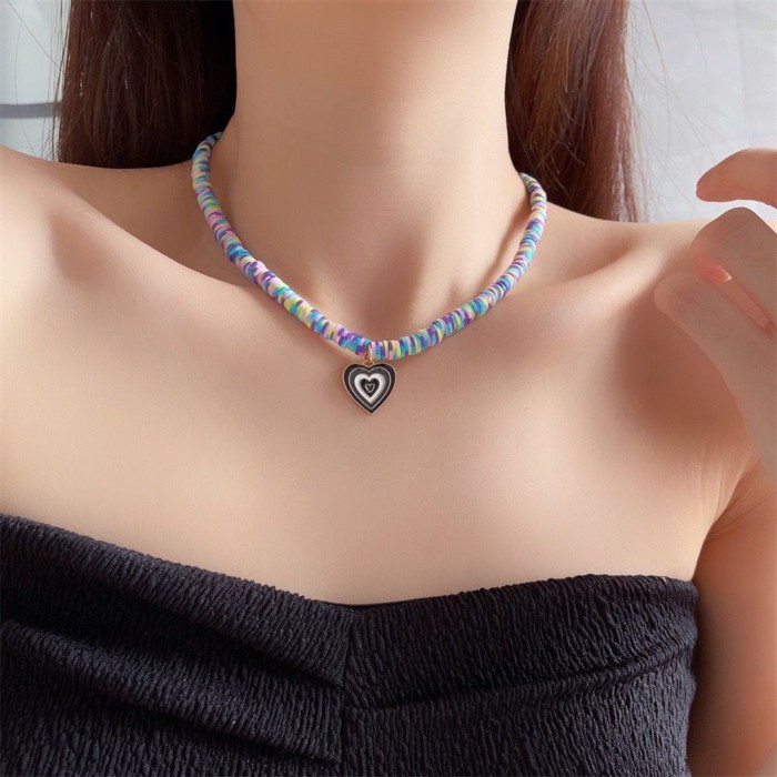 Vòng cổ mặt dây chuyền tình yêu màu kẹo ngọt ngào và mát mẻ của Nhật Bản và Hàn Quốc dành cho