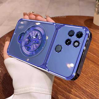 Ốp Lưng Cho OPPO A15 A15S Mạ Điện Trong Suốt Cao Cấp Cửa Sổ Lớn Ốp Lưng Điện Thoại Xoay Thẩm Mỹ Chân Đế Laser Thiết Kế Mới