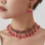 Bộ trang sức cổ điển dân tộc với hoa kim cương nước đầy màu sắc cho mặt dây chuyền nữ