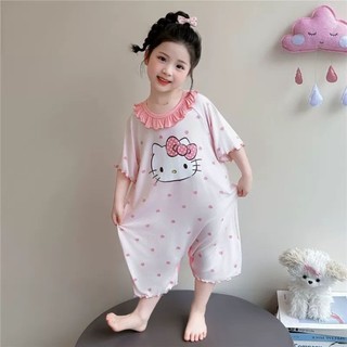 Trẻ em Ice Silk 1 Bộ Đồ Ngủ Bé Gái Mùa Hè Mỏng Bé Gái Bé Dễ Thương Điều Hòa Quần Áo Nhà 1 Túi Ngủ