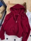 Casual Wear Pink Short Sweatshirt Jacket Women's Hooded Sweatshirt Long Sleeve Top Cardigan