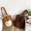 Apple Bunch Fleece Shoulder Tote Bag Cute Plush Shoulder Embroidery Large Capacity Retro Suede C