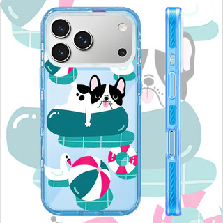 Ốp Lưng Acrylic Màu Tương Thích Cho IPhone 15 16 PLUS 14 15 16 17 Pro Max Cover Hoạt Hình Dễ Thương Chó Con Bơi Minh Họa Bao Cứng Chống Sốc Ốp Lưng Hộp