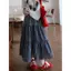 Váy Midi Cotton pha trộn kẻ sọc có lưng cao và xếp nếp cho nữ thời trang thường ngày
