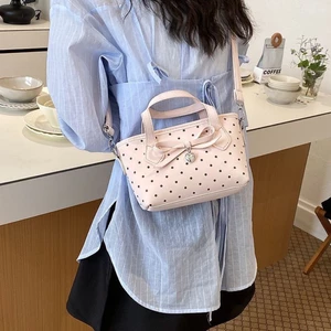 Polka Dot Bucket Bag For Women, Niche New Bag, Stylish One-shoulder Bow, Sweet Crossbody Bag