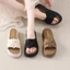 Dép đế dày mặc ngoài mùa hè cho nữ, đế bệt xếp ly thời trang với váy, sandal mùa hè