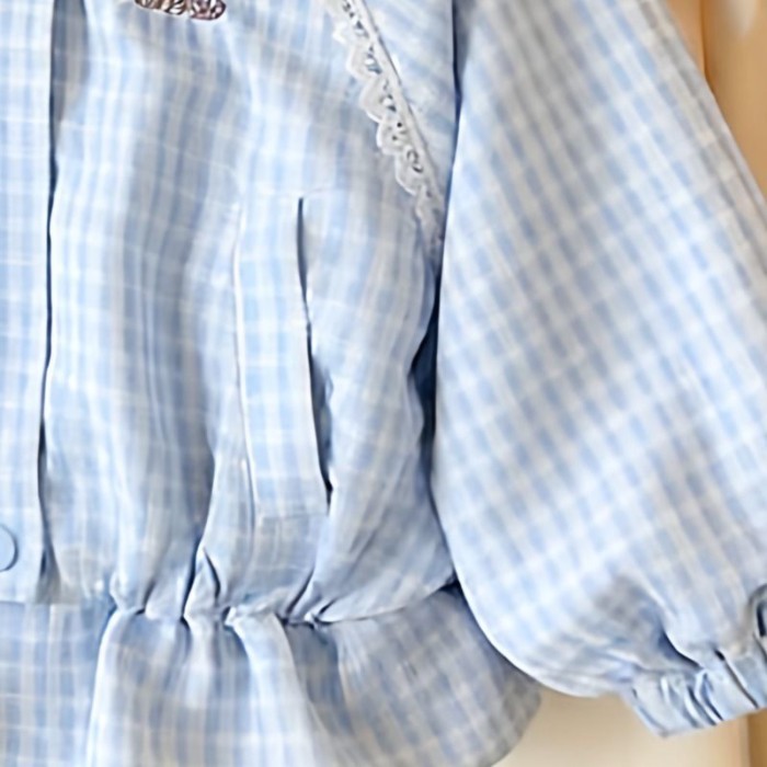 Girls And Children's Jackets Baby Girl Stand Collar Sweet And Cute Lace Embroidery Flow Top F