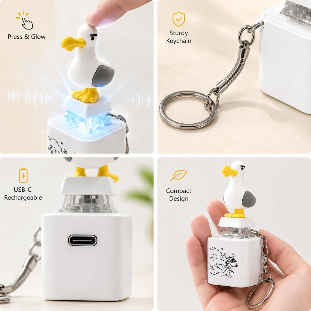3 Chiếc Ngộ nghĩnh Seagull Mỏ Móc Khóa Có Âm Thanh Type-C Sạc Giảm Căng Thẳng Đồ Chơi Phát Sáng Túi Dễ Thương Mặt Dây Chuyền Trang Trí Máy Tính Để Bàn Quà Tặng Mới Lạ