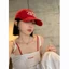 Korean Version Ins Letter Embroidery Red Baseball Cap For Women Spring And Summer Wide Brim Big F