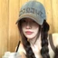 Korean Ins Trendy Retro American Letter Baseball Cap For Women With Wide Brim, Big Face, Small A