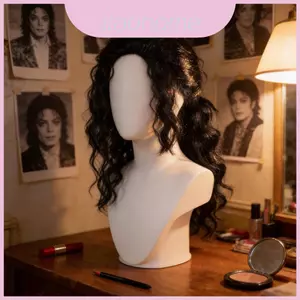 Michael Jackson Cosplay Tóc Giả Đen Dài Vừa Vuốt Tóc Cho Các Bữa Tiệc Và Trang Phục