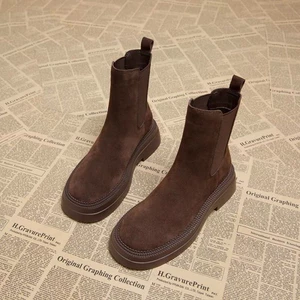 Giày Bốt Martin Phong Cách Phương Tây Giày Chelsea Boot Nữ Cổ Ngắn Xuân Thu Giày Bốt Đế Dày Giày