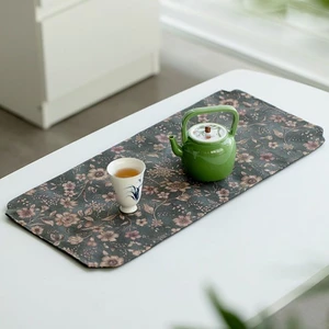 Vải Lanh Hàn Quốc Nhỏ Hoa Khô Trà Thảm Bàn Trà Thảm Trà Bàn Nhỏ Cờ Trà Coaster Zen Vải Nghệ Thuật Thảm Khăn Trải Bàn