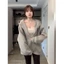 Gray Hooded Oversize Thin Sweatshirt Women's Loose American Cardigan Zipper Jacket