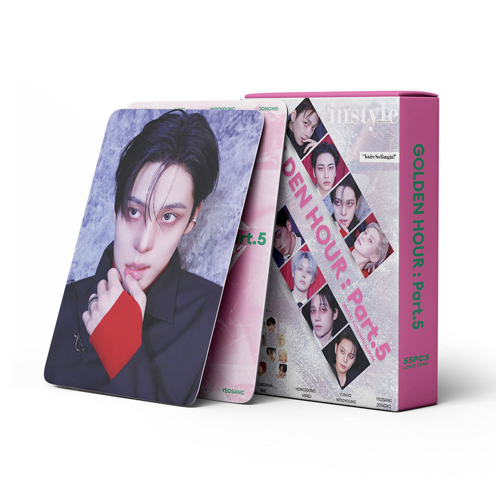 LINXX 55 CÁI ATEEZ 14TH Golden Hour Phần 5 Lomo Cards Kpop Boy Group Idol Photocard Set Bộ sưu tập quạt Hàng hóa Lễ hội Quà tặng Thẻ ảnh sưu tập