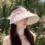 Large Brim Color Glue Empty Top Sun Protection Hat Women's New Summer Anti-UV Bow Shawl Hat