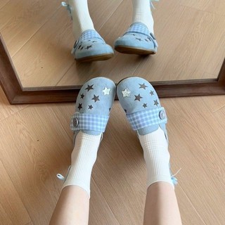 Mùa Hè Sao Biển Muối Xanh Nhẹ Nhàng Thoải Mái Birkenstock Giày 2025 Phong Cách Mới Đáy Phẳng Người Lười Dép Ngoài Mặc Nữ
